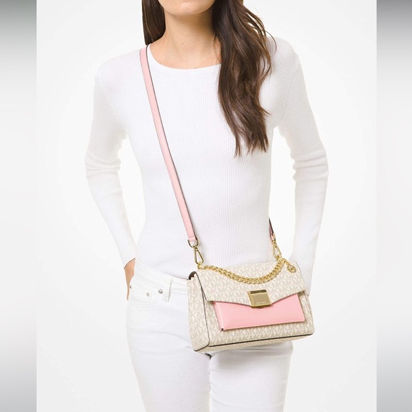Michael Kors Handbags - 🎉HOST PICK🎉Michael Kors Lita Medium Two-Tone Logo Crossbody Bag, Powder Blush